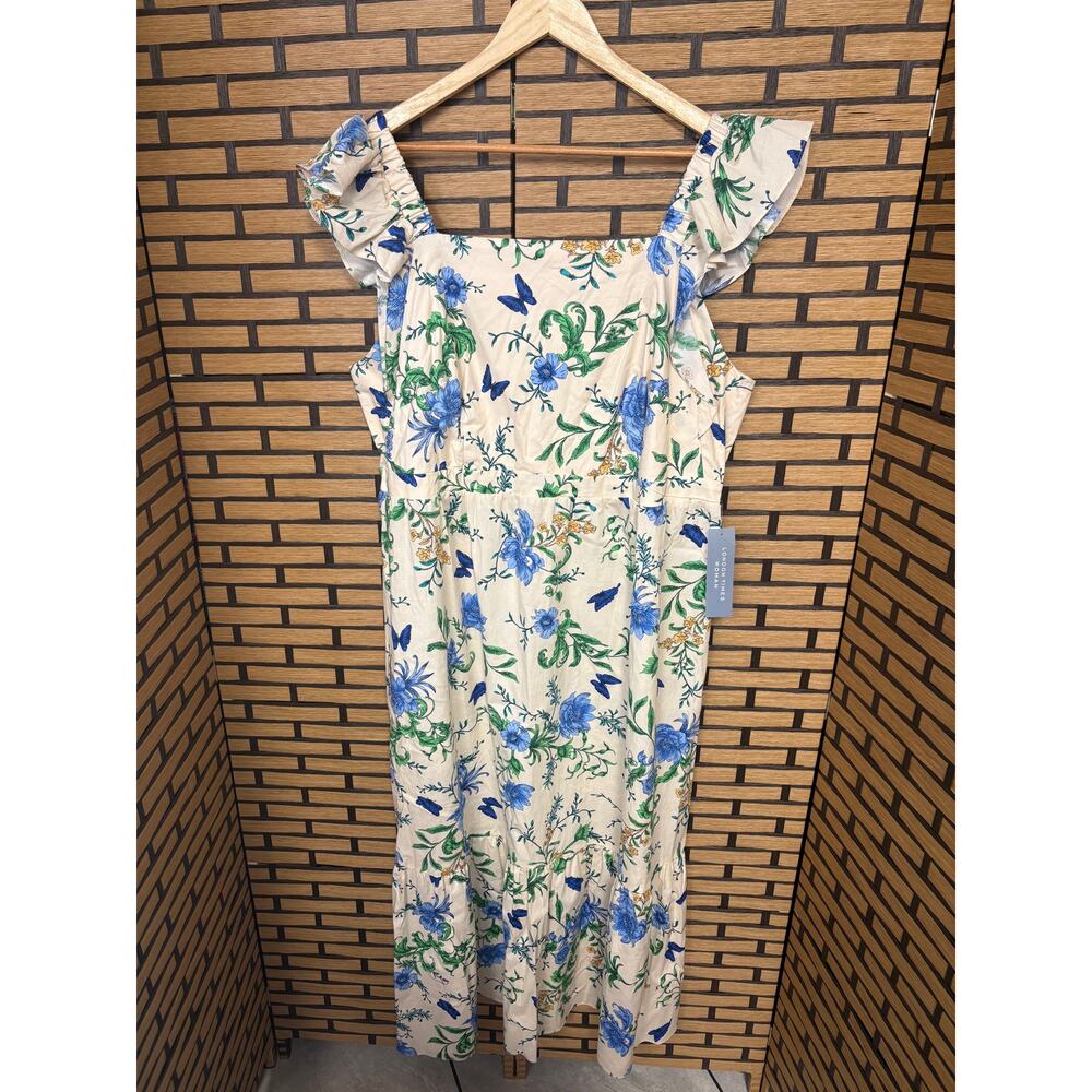 London Times Cream Floral And‎ Butterflies Maxi Dress Size 18W